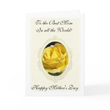 Gul ros Mors dag-kort