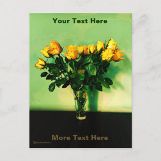 Gul ros mot en Grönt Vykort