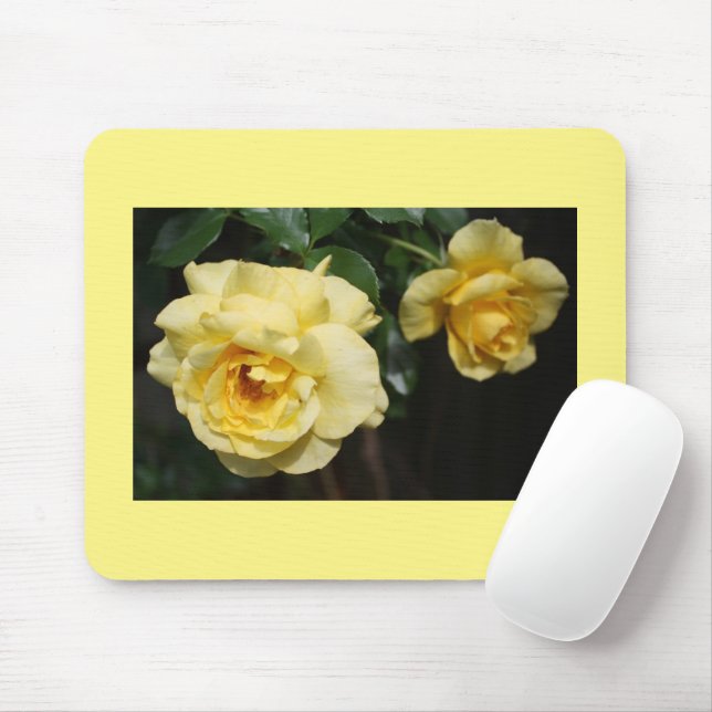 Gul ros Mousepad Musmatta (Med mus)