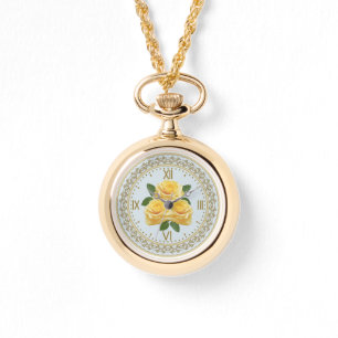 Gul ros Necklace Watch Armbandsur