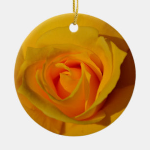 Gul ros, orange ro, romantiska ro julgransprydnad keramik