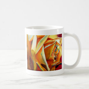 Gul ros originalblomma av vattenfärgskonst kaffemugg