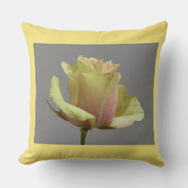 Gul ros på Grått + Cust. Pillow gräns Färg Kudde