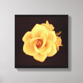 Gul ros på projektionsytesvart canvastryck