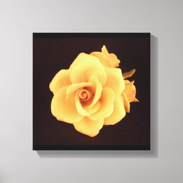 Gul ros på projektionsytesvart canvastryck (Framsida)