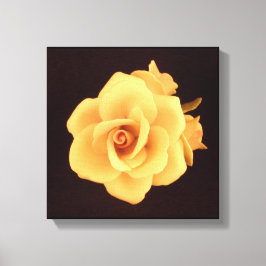 Gul ros på projektionsytesvart canvastryck