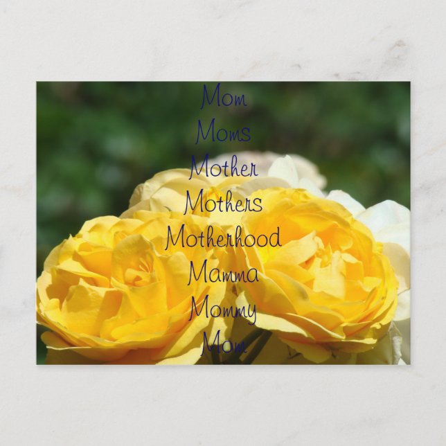 Gul Ros Postkort Mamma Mammor Mor Möder Vykort (Framsida)