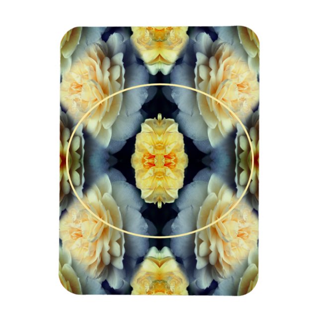 Gul ros Raindrops Ram Lägg till ditt eget foto Magnet (Vertikal)