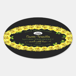 Gul ros Ram om Svart produktmärkning med Logotyp Ovalt Klistermärke