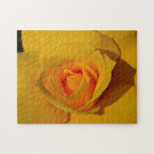 Gul ros - romantiskt blommigt foto pussel