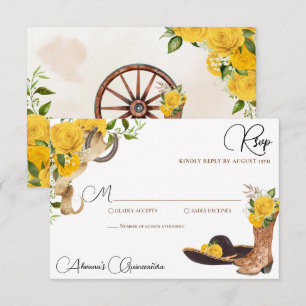 Gul ros Rustic Charro Western Quinceanera OSA Kort