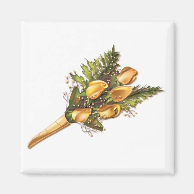 Gul ros som är inkapslat i olja magnet (Framsidan)