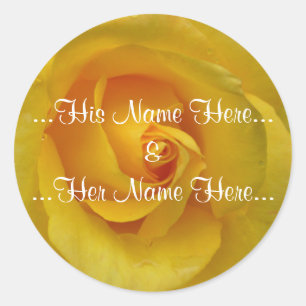 Gul ros Sticker Romantic Ro Bröllop Sticker Runt Klistermärke