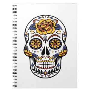Gul ros Sugar Skull Anteckningsbok