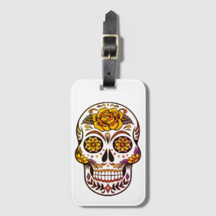 Gul ros Sugar Skull Bagagebricka