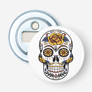 Gul ros Sugar Skull Flasköppnare