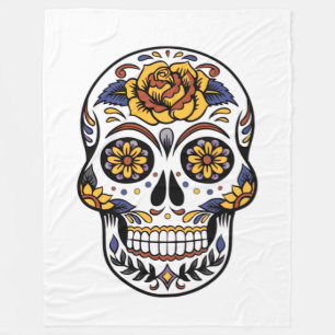 gul ros Sugar Skull Fleecefilt