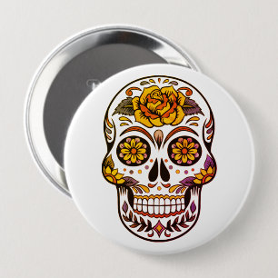 Gul ros Sugar Skull Knapp
