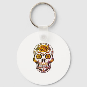Gul ros Sugar Skull Nyckelring