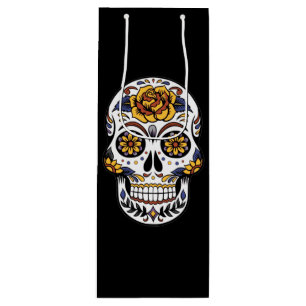 Gul ros Sugar Skull på svart