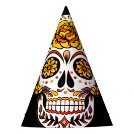 Gul ros Sugar Skull på svart