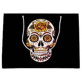 Gul ros Sugar Skull på svart