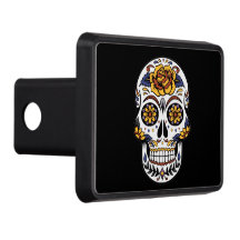 Gul ros Sugar Skull på svart