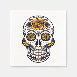 Gul ros Sugar Skull Pappersservett
