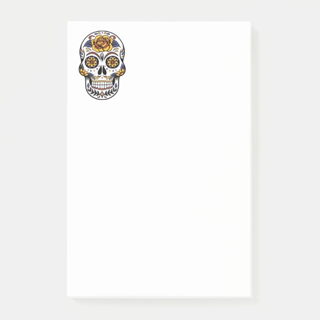 Gul ros Sugar Skull Post-it Block (Framsida)