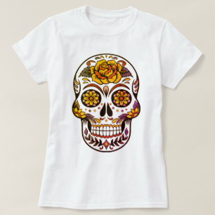 Gul ros Sugar Skull T Shirt
