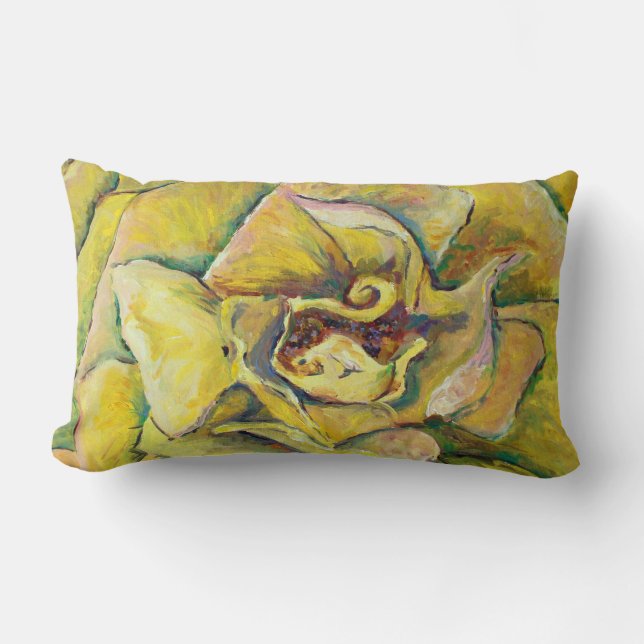 Gul ros Swirl Dekorativ kudde (Framsida)