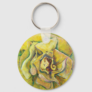 Gul ros Swirl Keychain Pendant Nyckelring