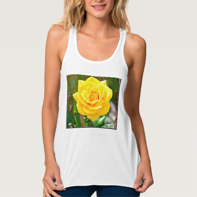 Gul ros Tanktop Linne Med Racerback (Framsida)