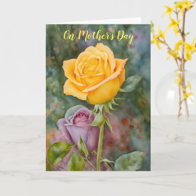 Gul Ros Trädgård Blommig Konst Mors Dagskort Kort (Gul blomma)