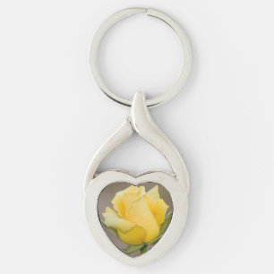 Gul ros Twisted Heart Nyckelring