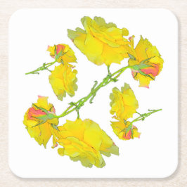 Gul ros. underlägg papper kvadrat