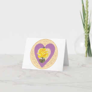 Gul ros Valentine Note Card Helgkort