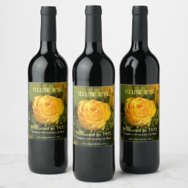 Gul ros vinflaska etikett
