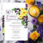 Gul ros Violet 50:e Bröllop-Födelsedagsfesten Inbjudningar<br><div class="desc">Att fira din 50:e "Födelsedagsfest" med gul ros och lila kränks och det är grunden för den här överlappande blommigten med lila skripttext. Sammansatt design efter Helgdag Hearts-design (reserverade höger). Om du har några frågor eller behöver hjälp med designen kan du skicka ett e-postmeddelande till oss direkt på info@holidayheartsdesigns.com. Vi...</div>