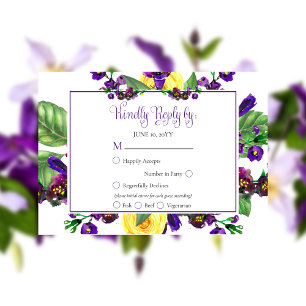 Gul ros Violets Boho Blommigt Bröllop OSA Kort