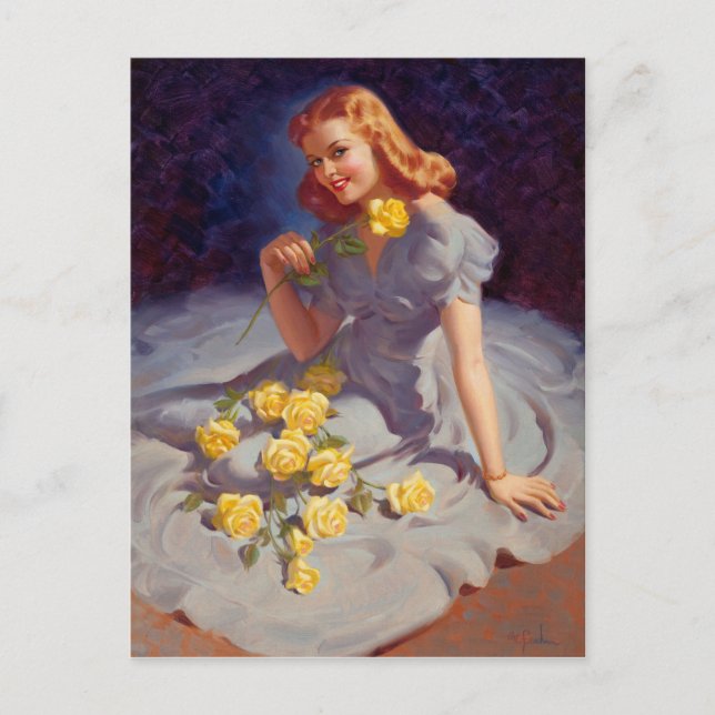 Gul ros vykort (Framsida)