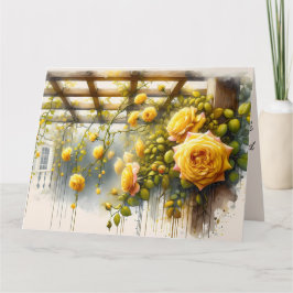 Gul ros Watercolor Garden Kort