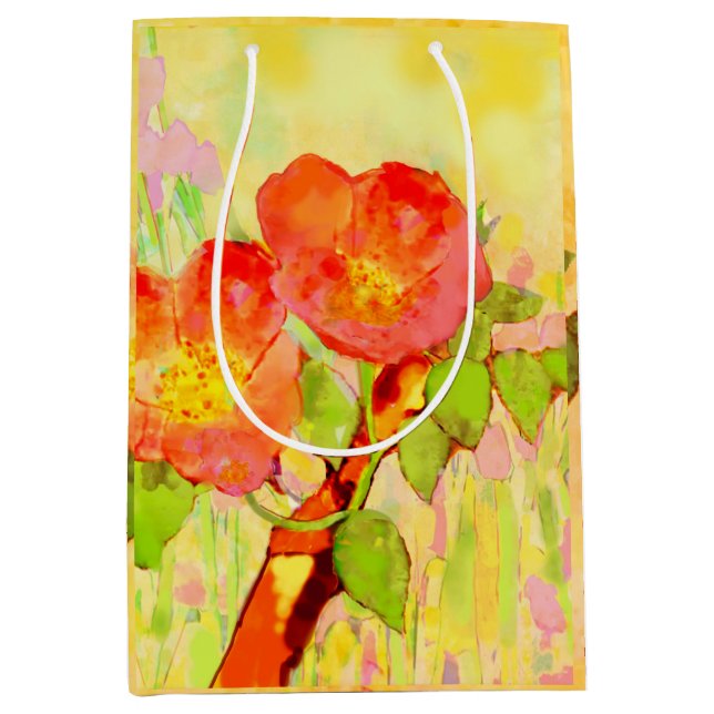 Gul Rosa Blommig Sweet Briar Presentpåse (Framsidan)
