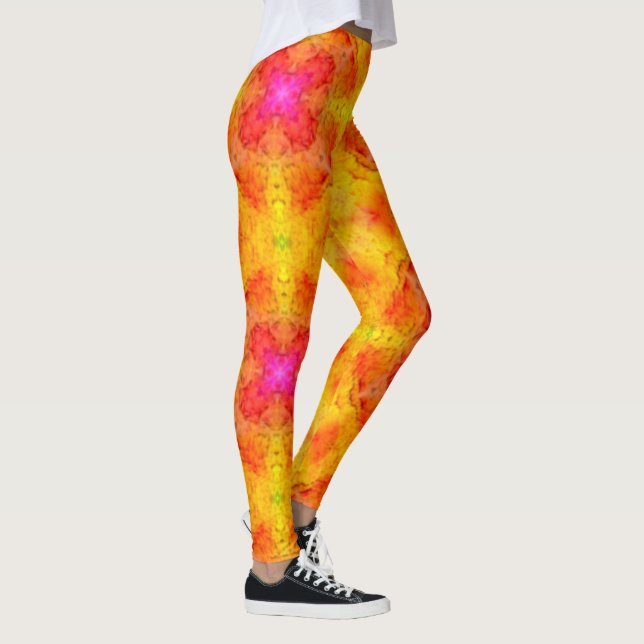Gul & rosa damasker leggings (Höger)