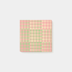 Gul Rosa Grön Rutig Lapptäcke Mönster Post-it Block