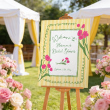 Gul Rosa Trädgård Whimsical Bröllopsdusch Välkomme