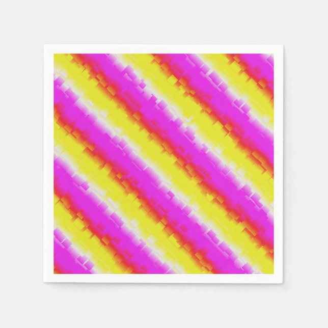 Gul Rosa Trasigt Glas Regnbågsränder Pappersservett (Framsidan)