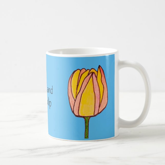 Gul & rosa tulpan  kaffemugg (Höger)
