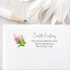Gul Rosa Vildblomma Baby Shower Returadress Etikett
