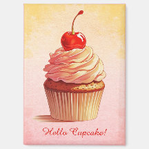 Gul Rosa Vintage Stil Körsbär Cupcake
